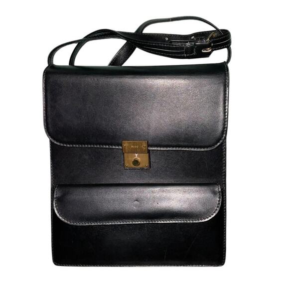 Gucci Handbags - Gucci Vintage Men’s Calf leather Black Shoulder bag With Dust Bag